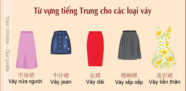 Tên các loại váy bằng tiếng Trung