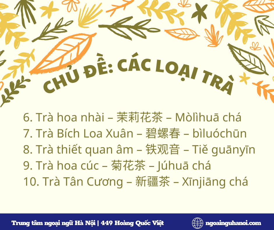 Từ mới chủ đề các loại trà trong tiếng Trung 2