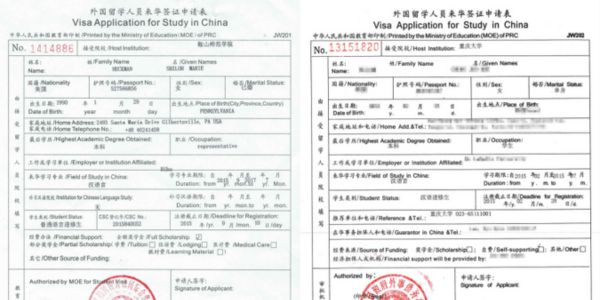 Giấy làm visa du học Trung Quốc