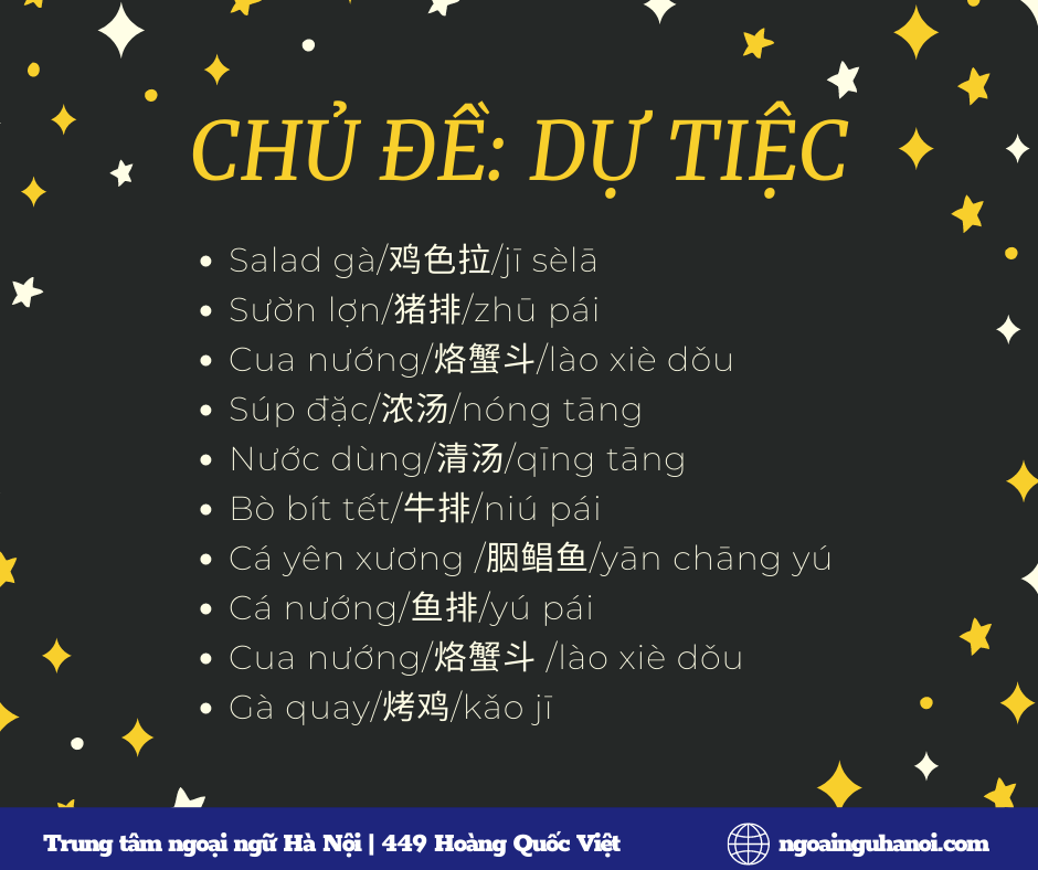 Từ mới chủ đề dự tiệc trong tiếng Trung 4