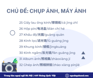 Từ mới chủ đề chụp ảnh, máy ảnh trong tiếng Trung 4