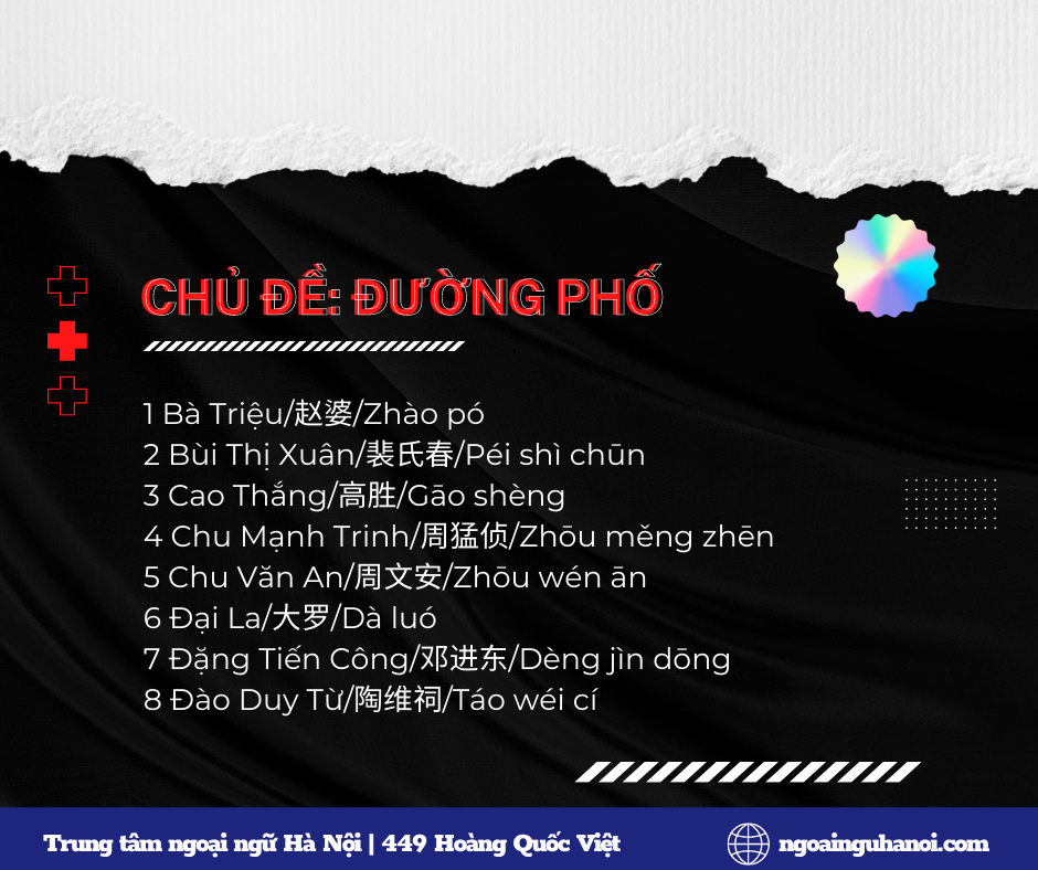 Từ mới chủ đề tên đường phố trong tiếng Trung 11