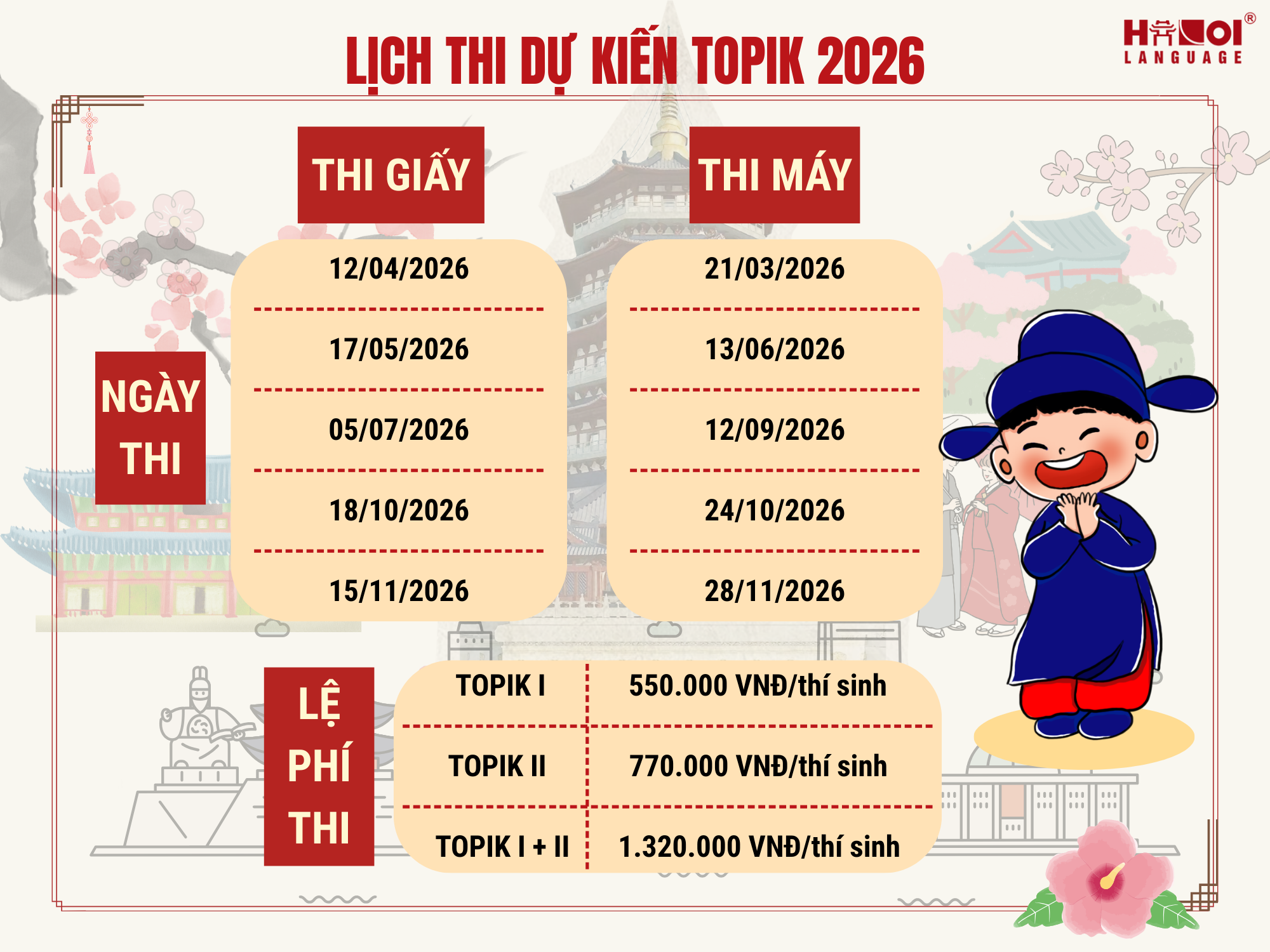 📢 LỊCH THI TOPIK 2026 – CẬP NHẬT MỚI NHẤT TẠI VIỆT NAM 